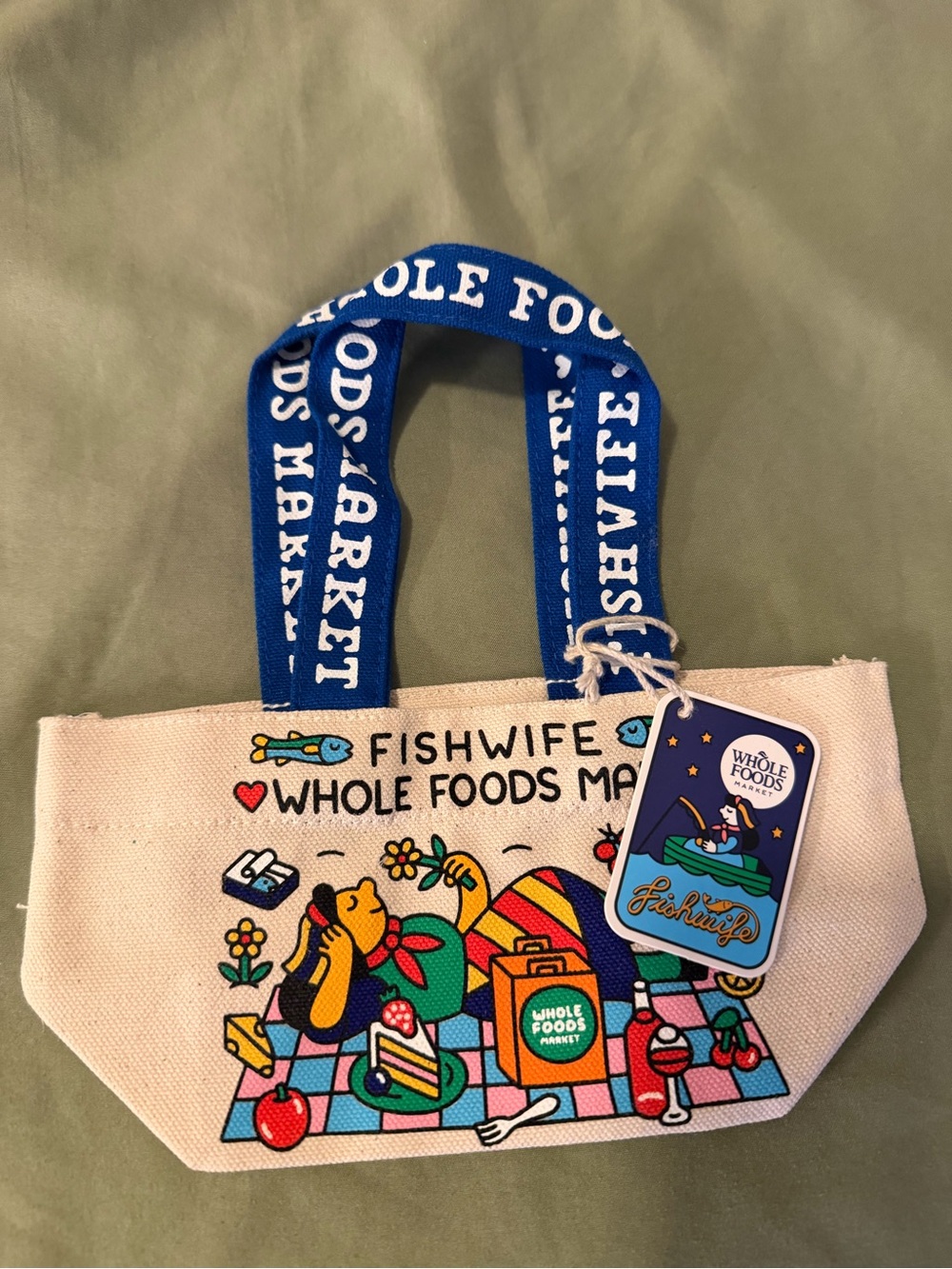 Limited edition brand new Whole Foods Market Fishwife mini size tote bag
